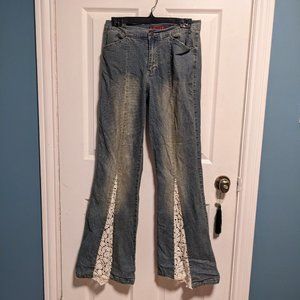 Y2K Lace Flare Jeans- Size 7